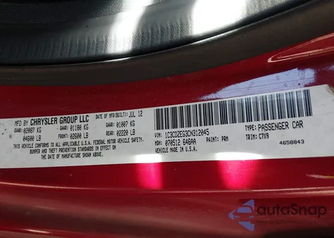 2012 Dodge Avenger Sxt Plus z USA, uszkodzony, nr VIN 1C3CDZEG3CN312045